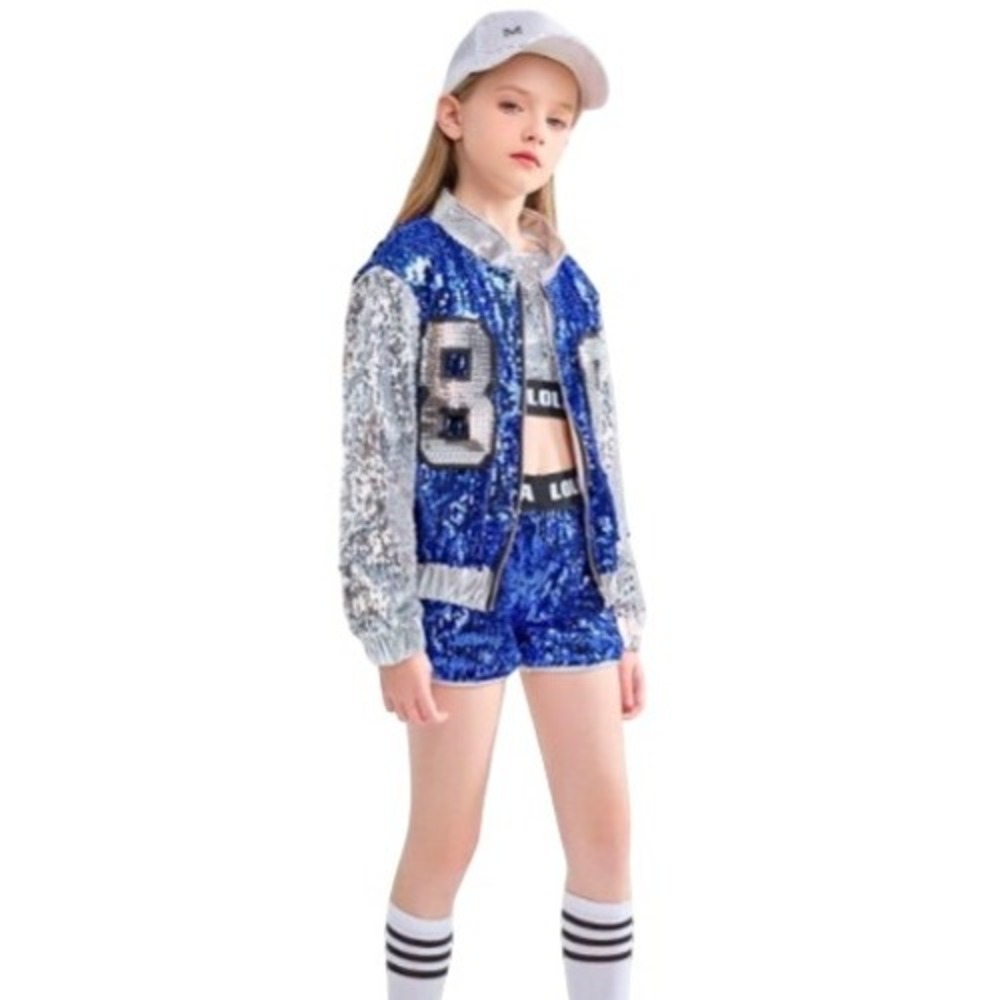 Lolanta Size 130cm Girls Silver Sequin Crop Top 1pc Hip Hop Dance Costume - Picture 4 of 8